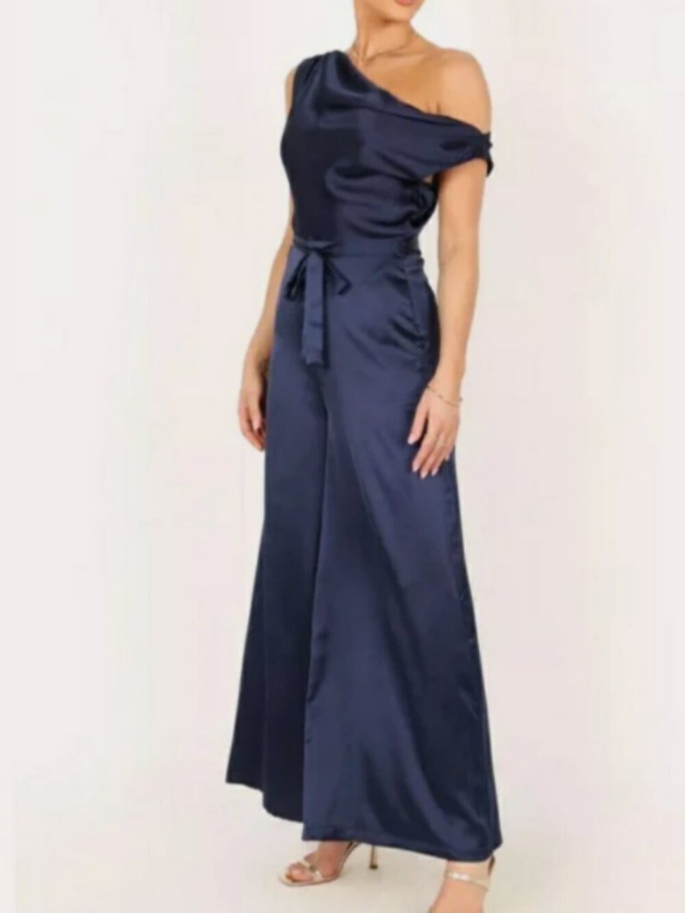 Petal And Pup Navy Blue Nikita One Shoulder Jumpsuit Size Medium NWT